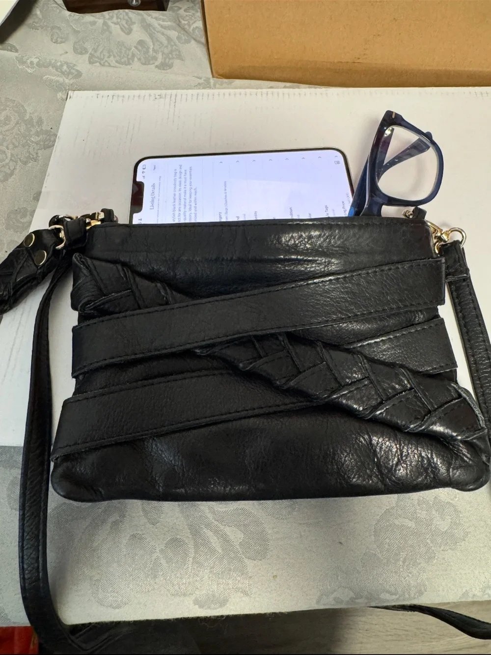 Elegant Black Leather Crossbody Bag